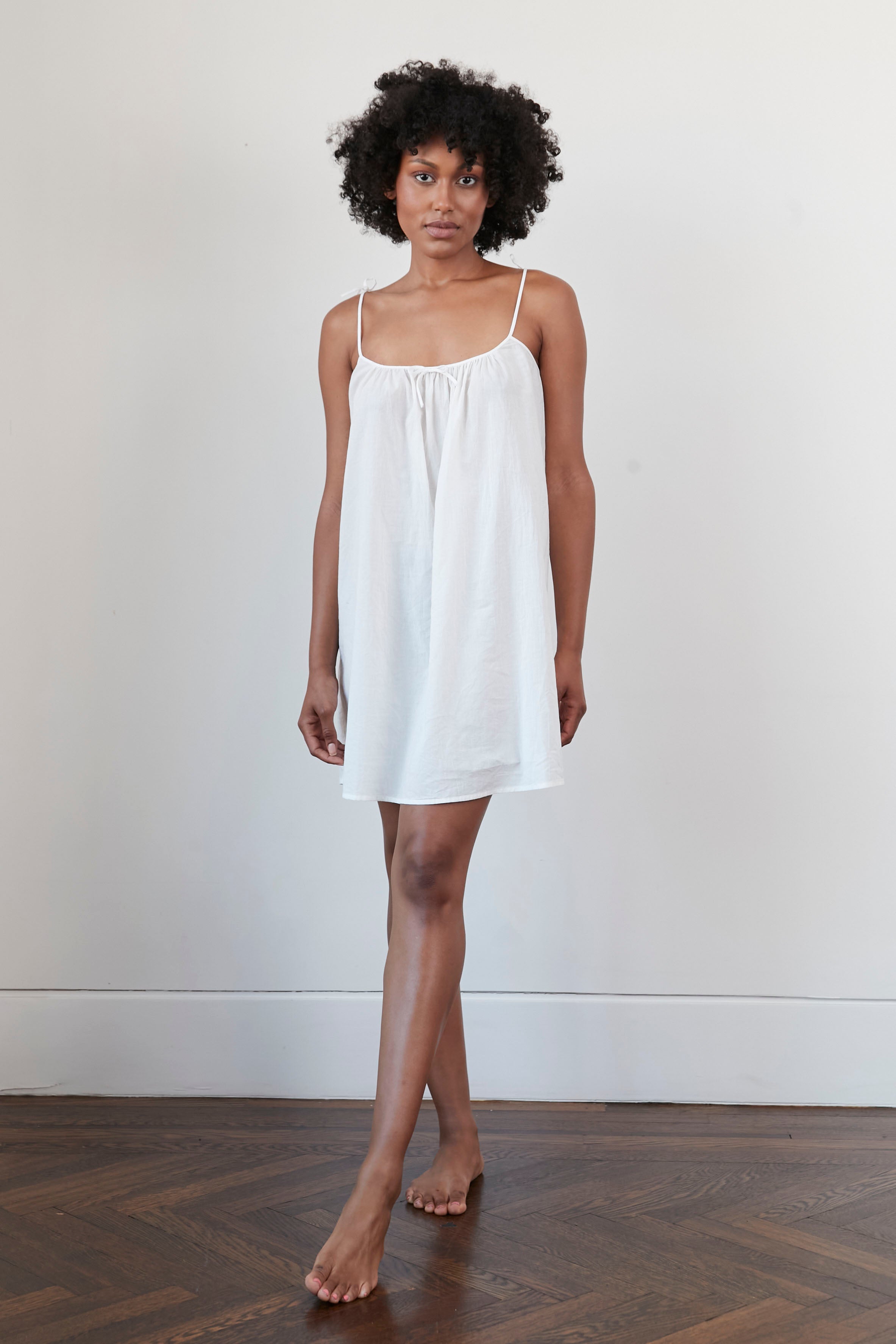 Original Dream Bow Tie Dress In Crinkle Cotton Voile Color Natural