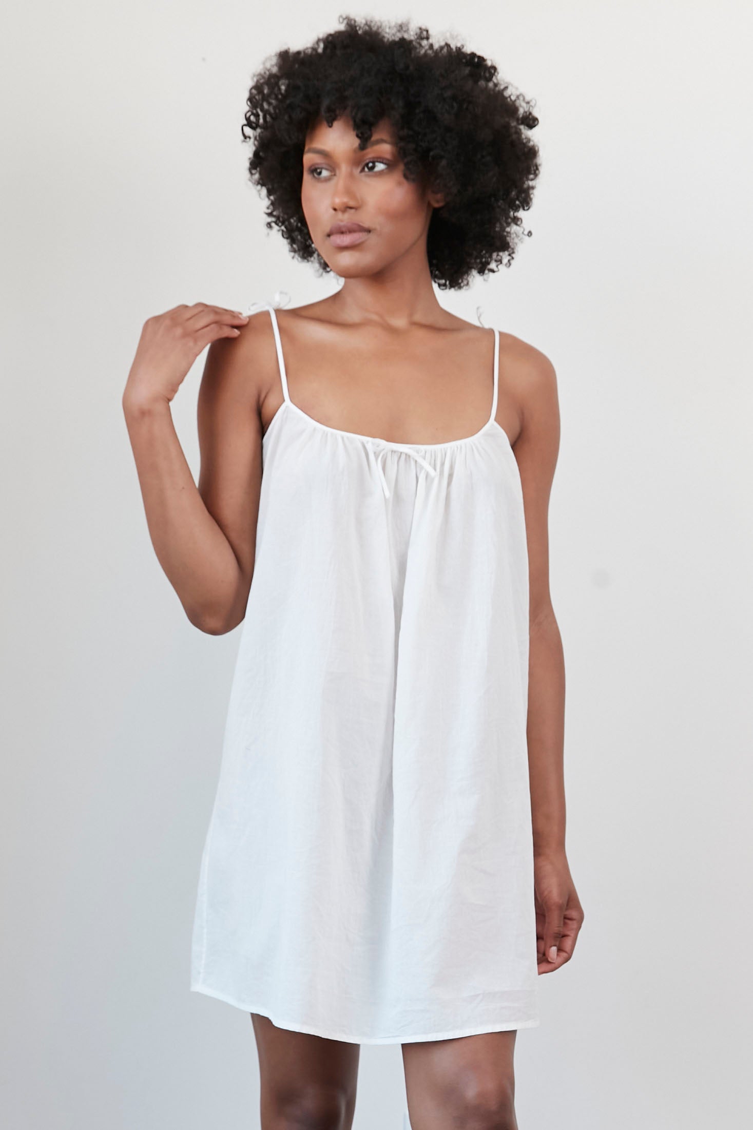 Original Dream Bow Tie Dress In Crinkle Cotton Voile Color Natural