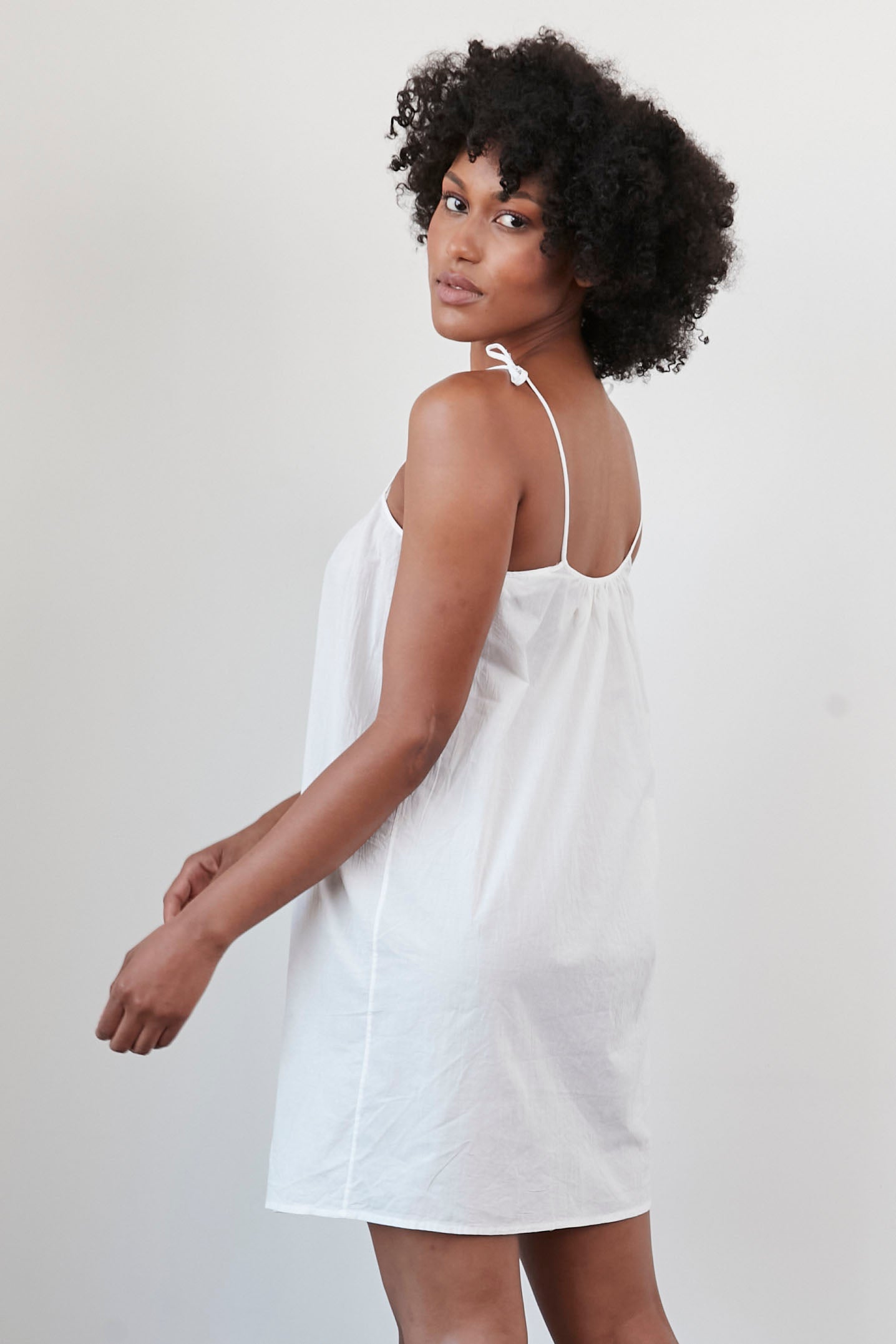 Original Dream Bow Tie Dress In Crinkle Cotton Voile Color Natural