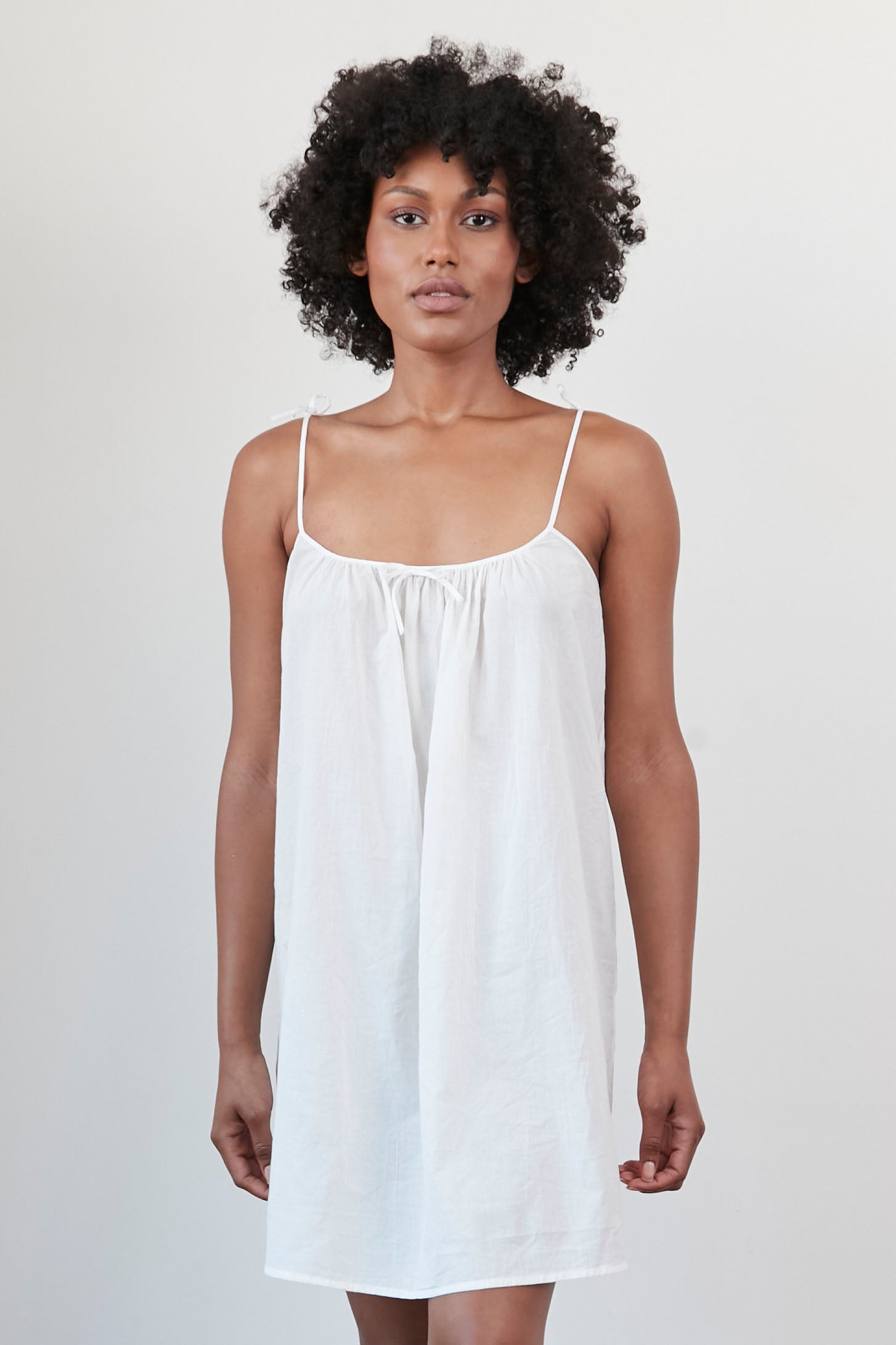 Original Dream Bow Tie Dress In Crinkle Cotton Voile Color Natural
