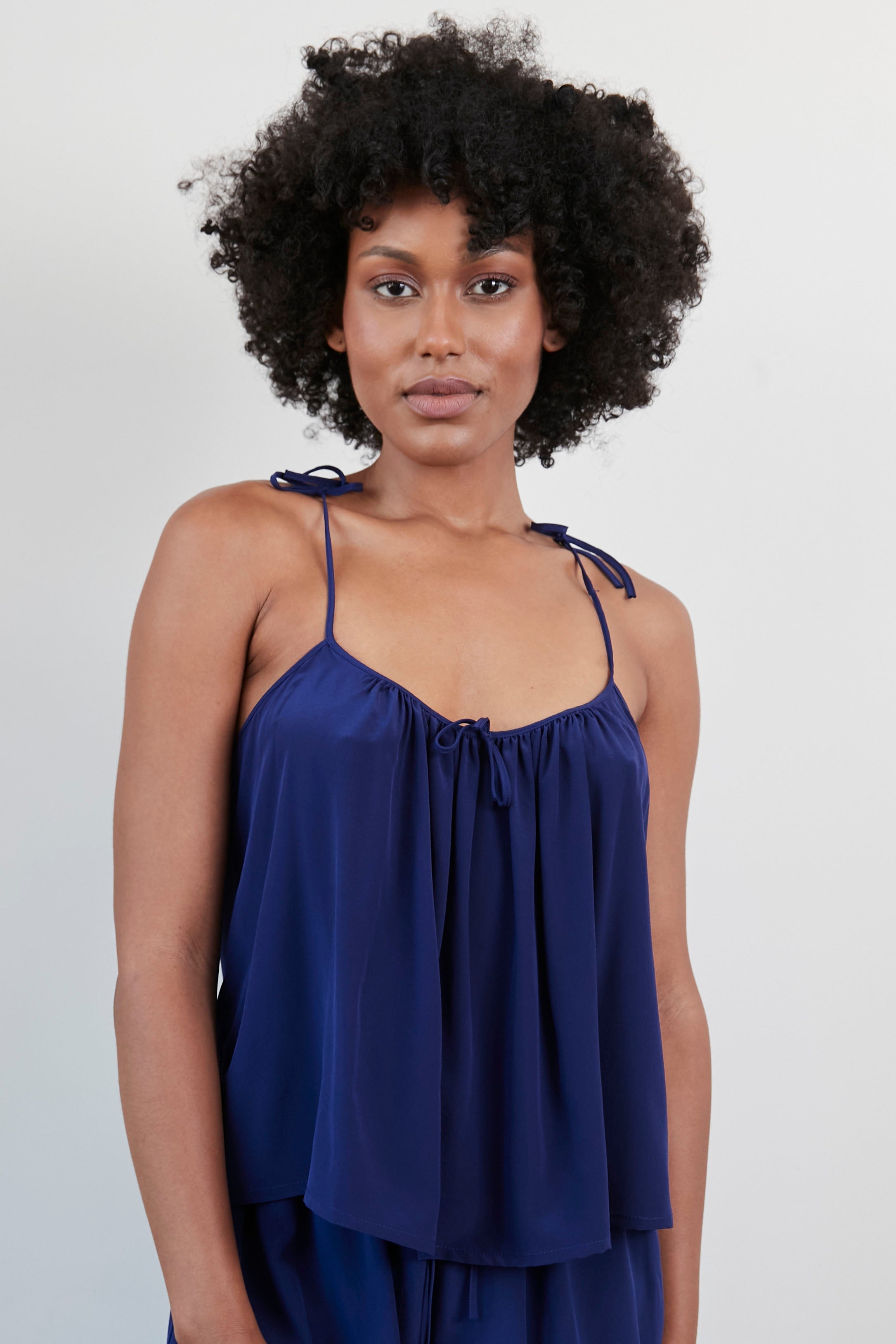 Original Dream Bow Tie Silk Camisole Royal