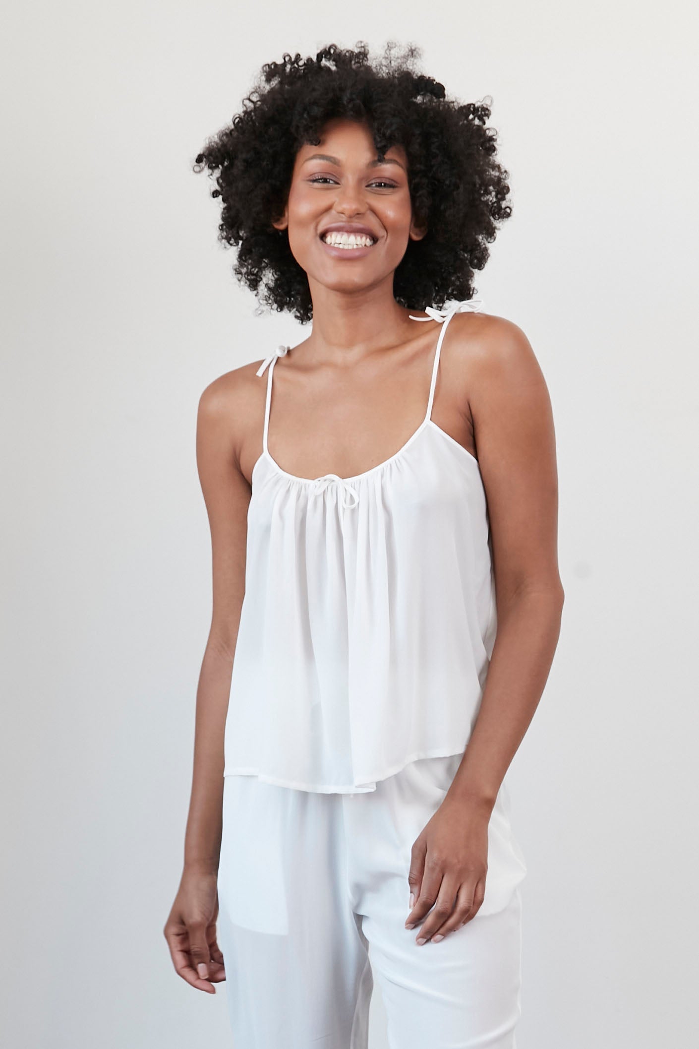 Original Dream Bow Tie Silk Camisole White