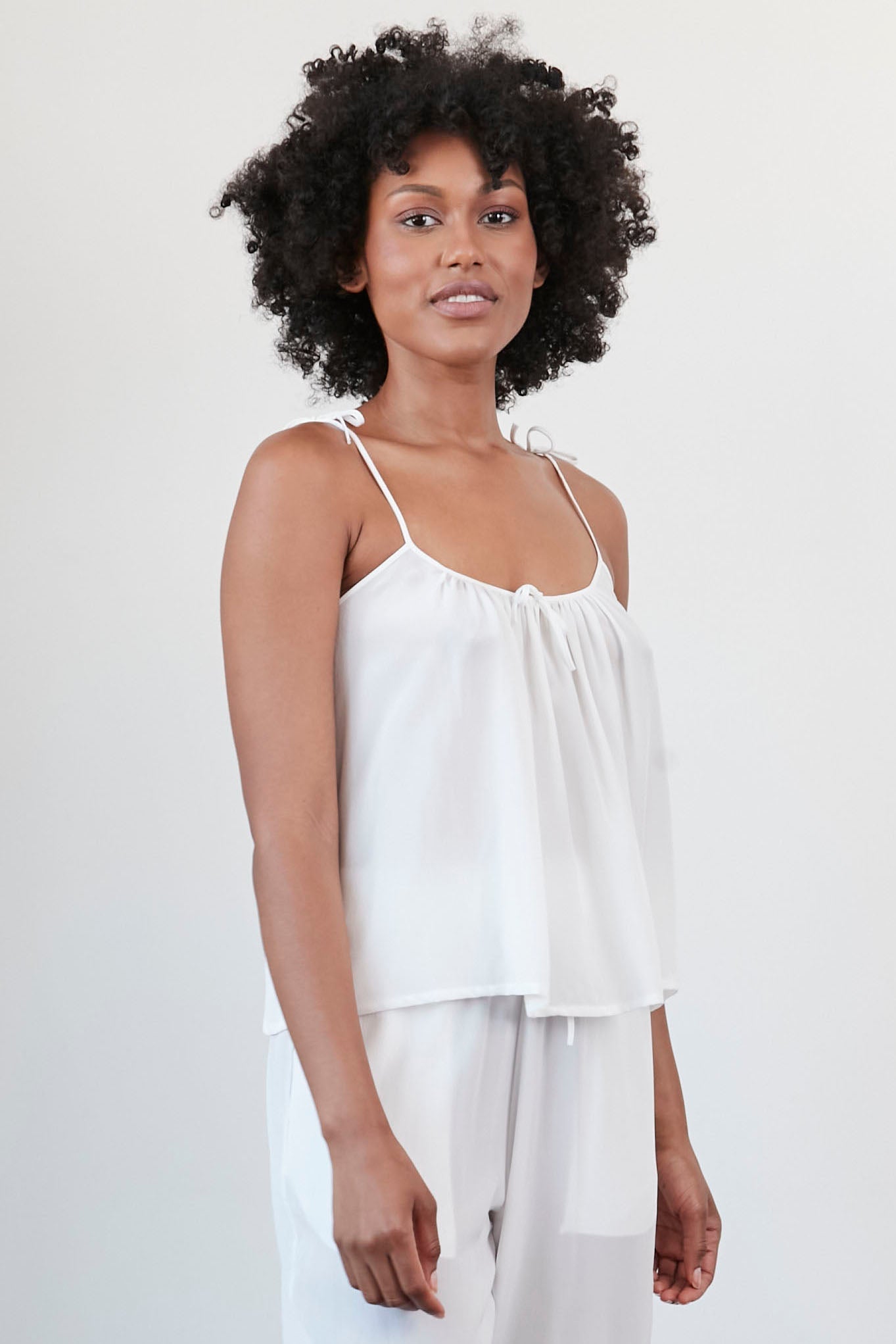 Original Dream Bow Tie Silk Camisole White