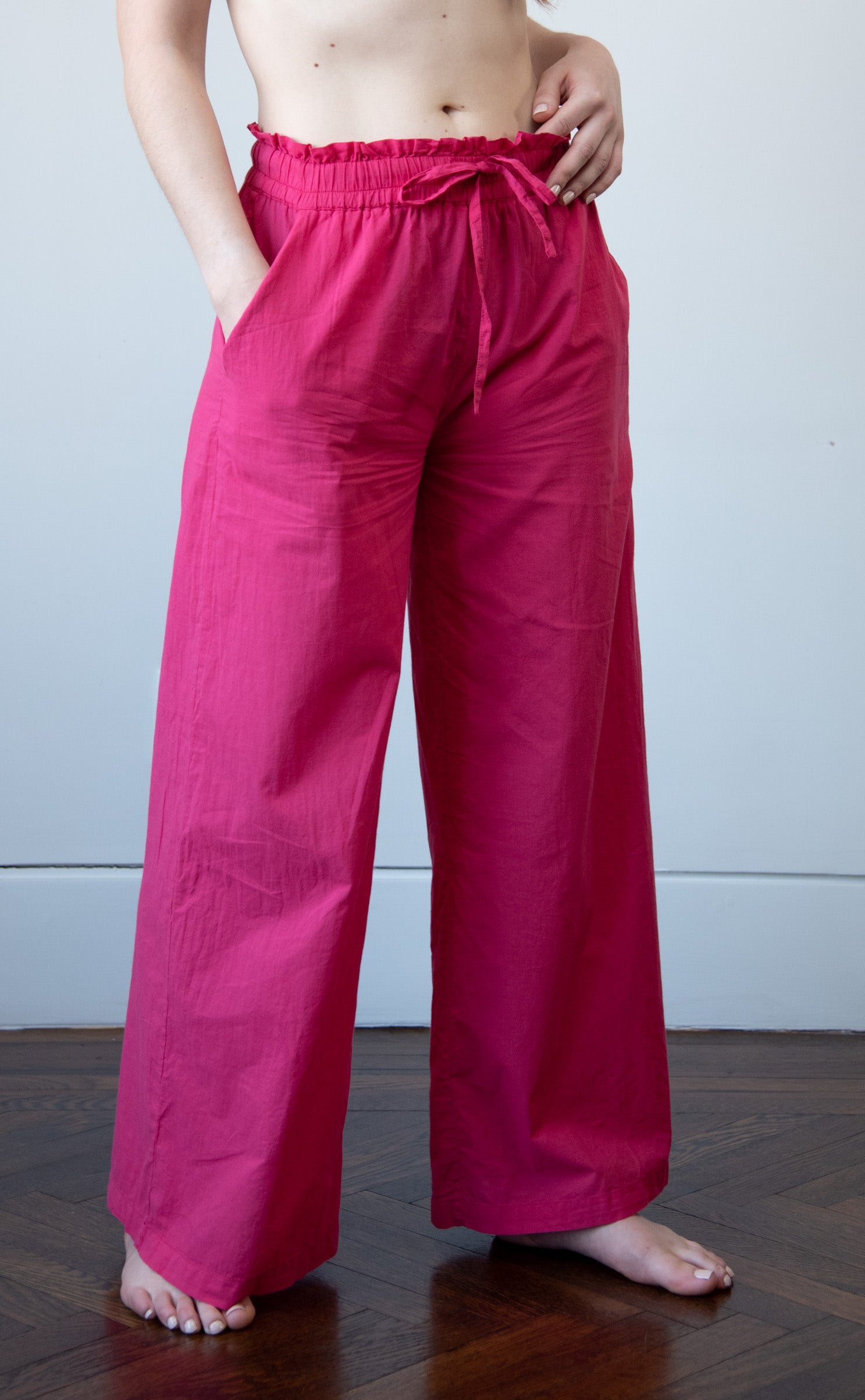 100% Cotton Voile Wide Leg Pajama Pant With Paper Bag Waist (Pant Only)