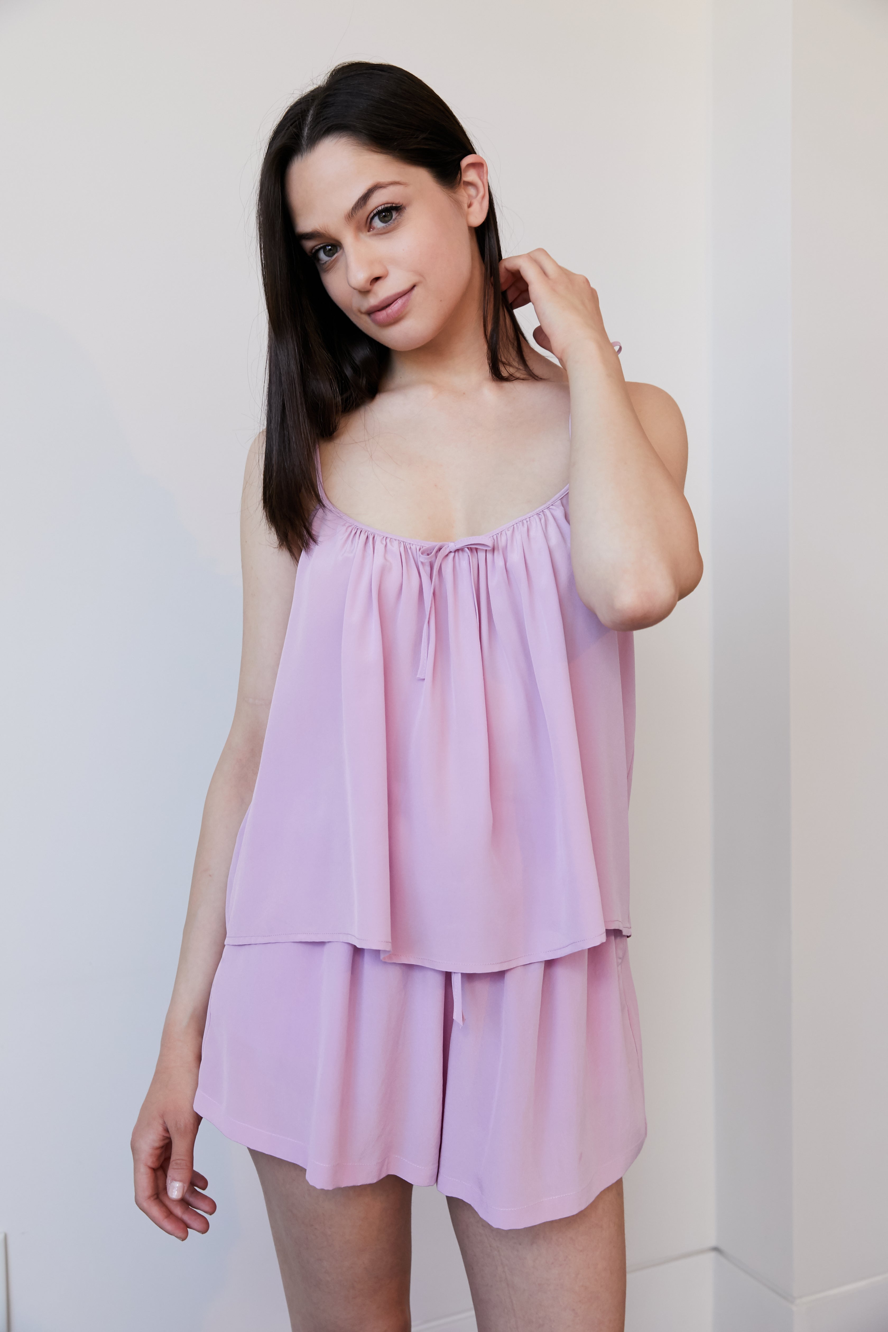 Original Dream Bow Tie Silk Camisole Lavender