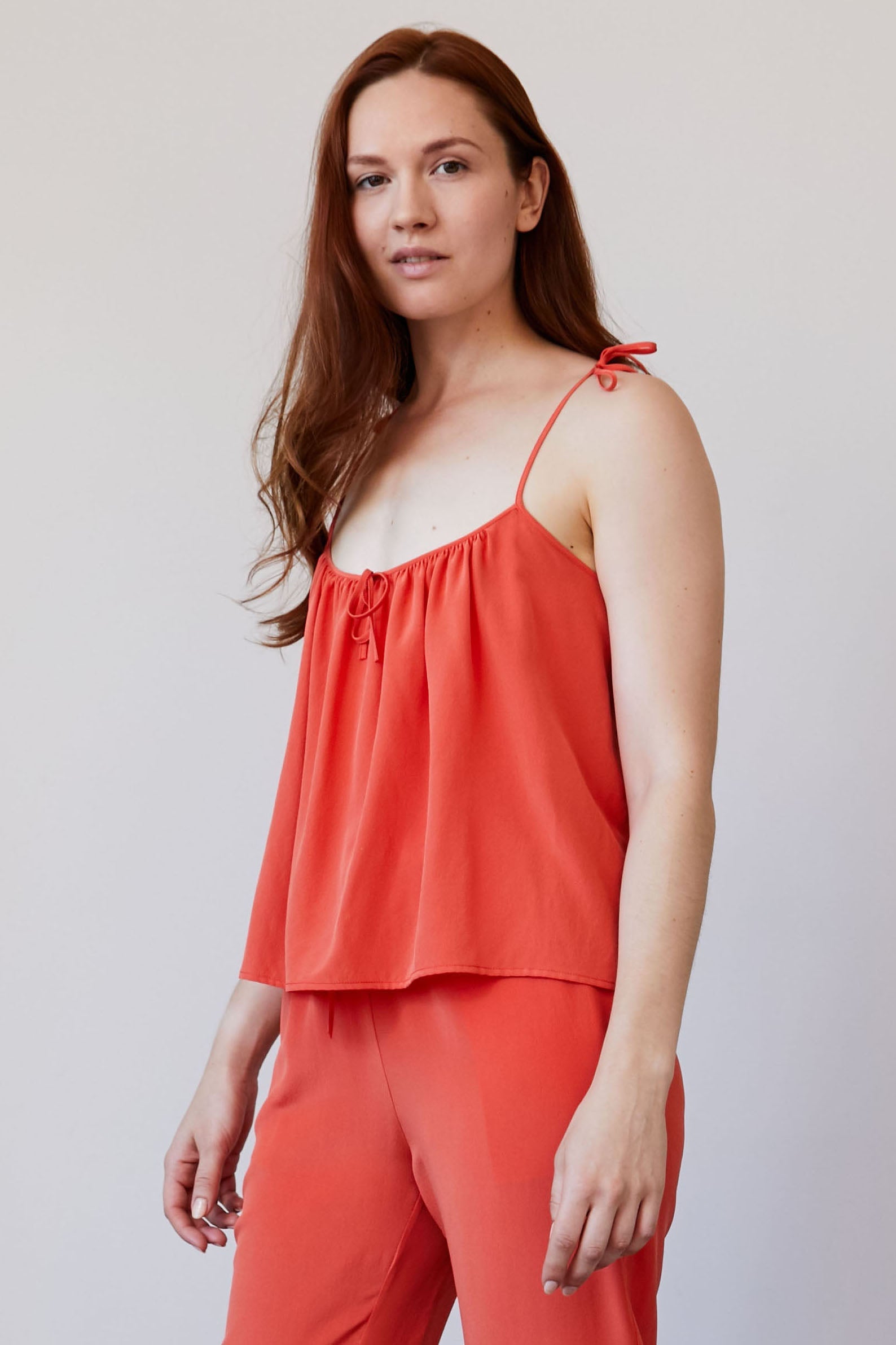 Original Dream Bow Tie Silk Camisole Orange