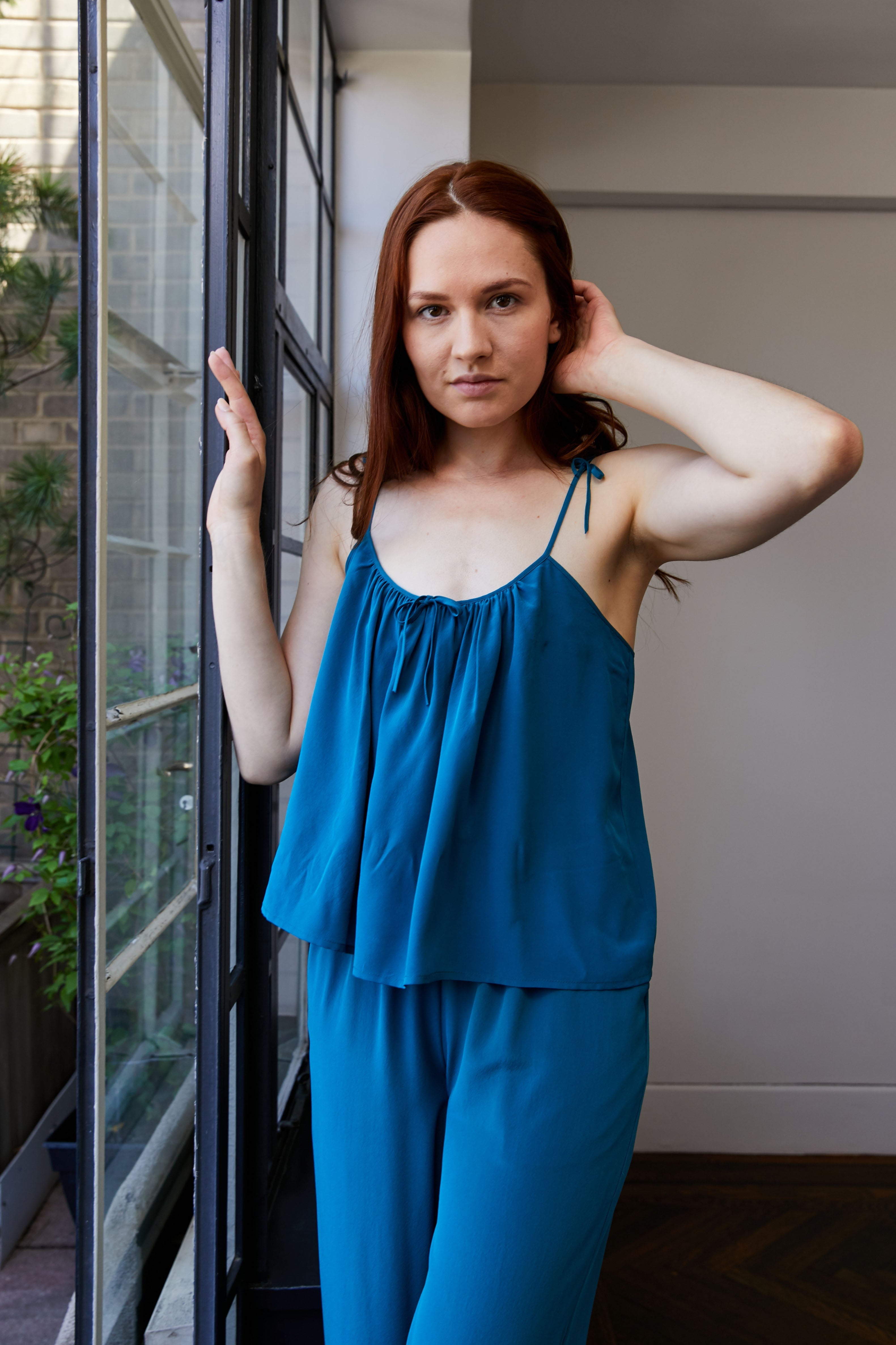 Original Dream Bow Tie Silk Camisole Teal